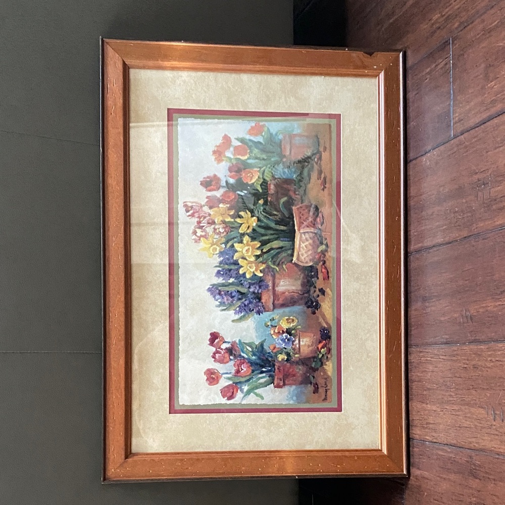 Floral Art Print in Wooden Frame